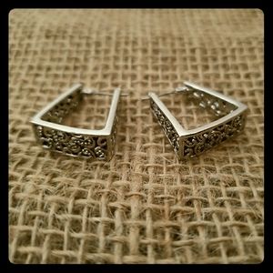 Lia Sophia "Brocade" Silver Tone Square Earrings